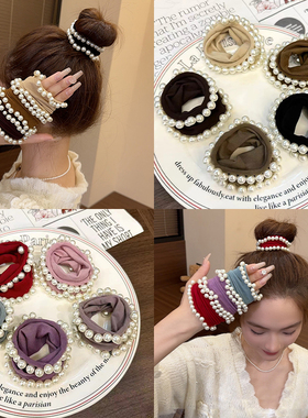 小香风珠珠面膜发圈2024新款高端高级感柔软头绳扎头发绳橡皮筋女