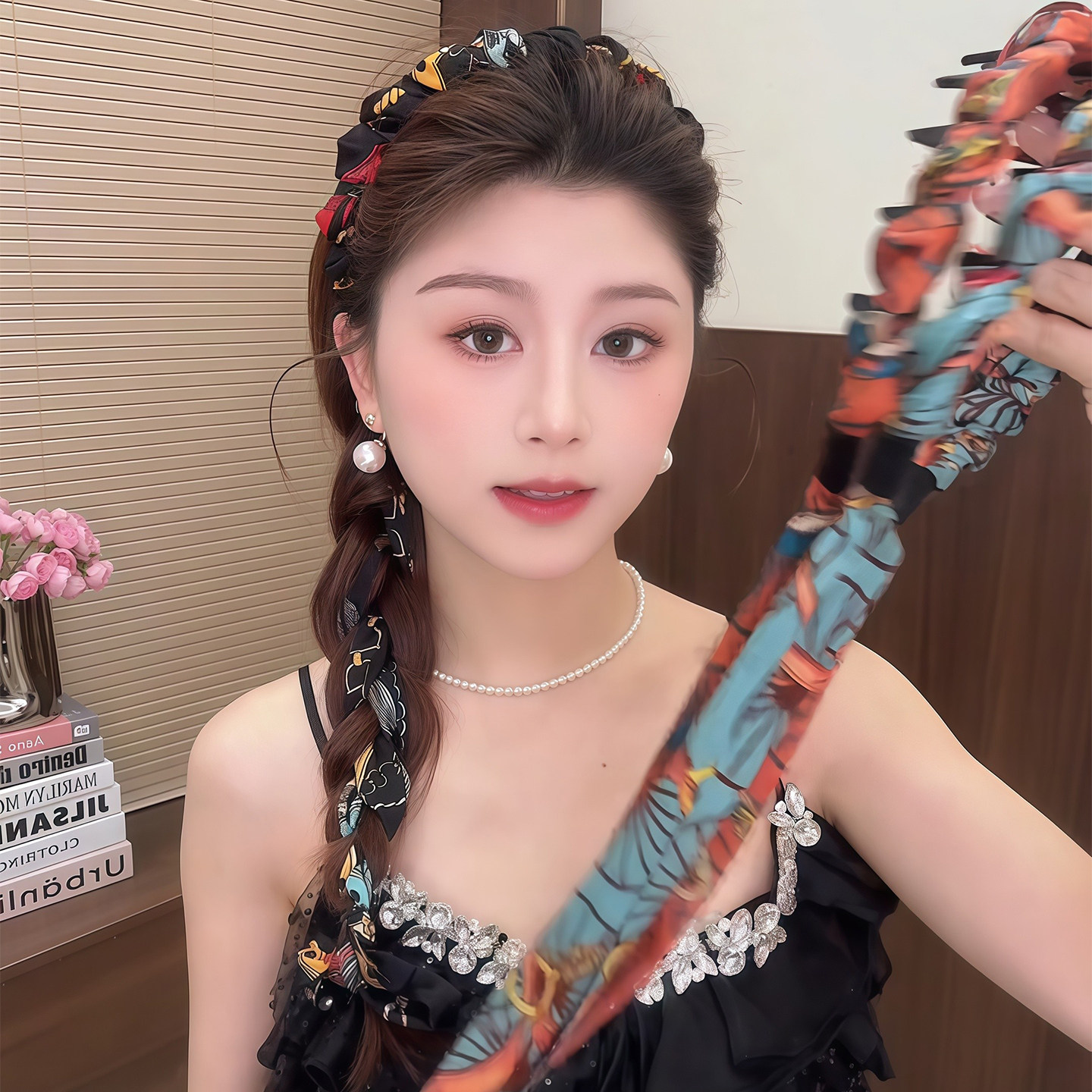 夏天丝巾飘带式发箍绑发一体女款图片
