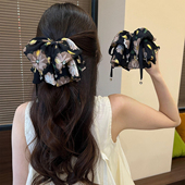 夏季 蝴蝶结飘带碎花抓夹头饰2025新款 后脑勺马尾夹丸子半扎发夹女