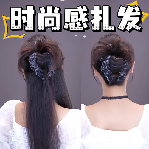 夏季高级感波点褶皱云朵抓夹女
