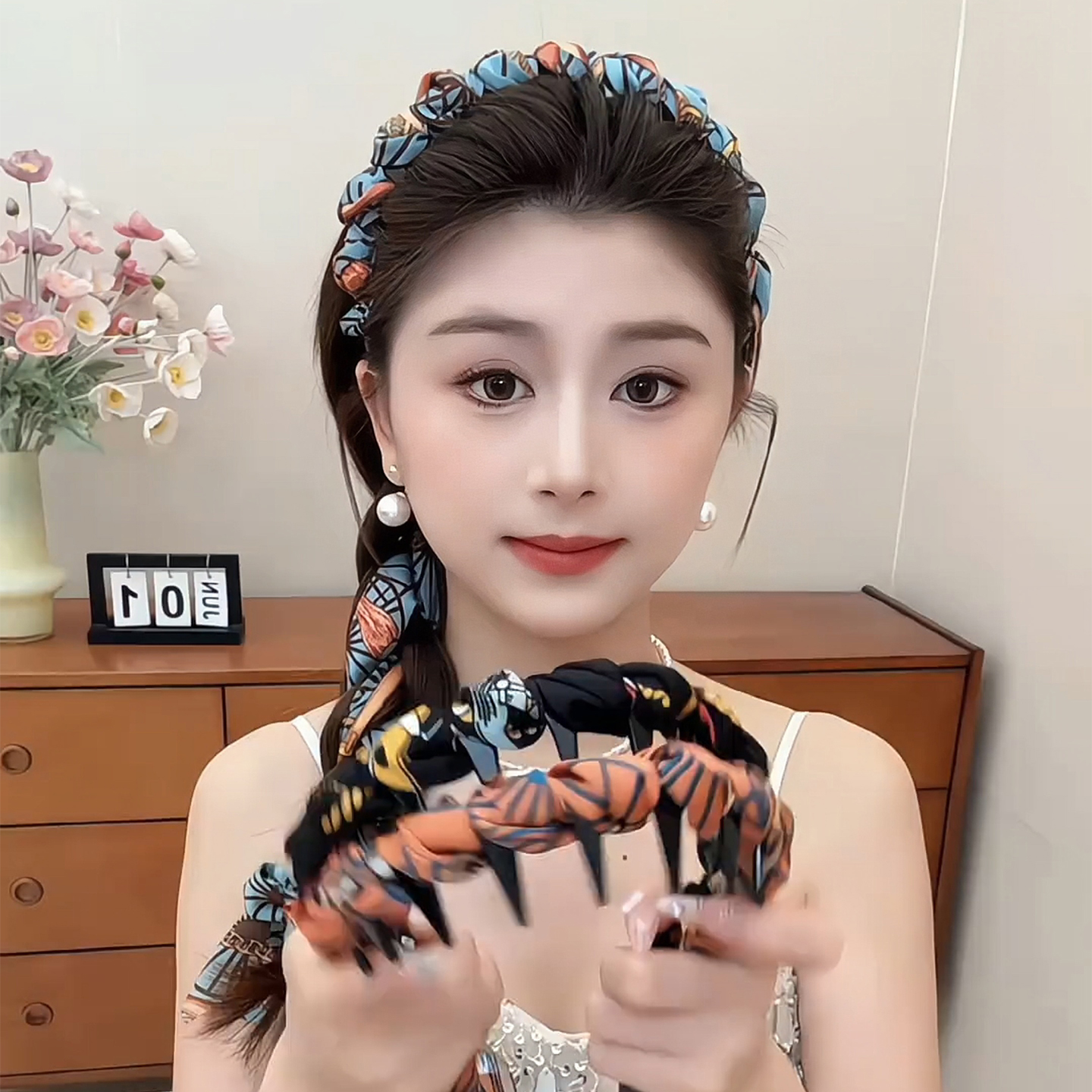 夏季复古气质飘带齿梳发箍女款