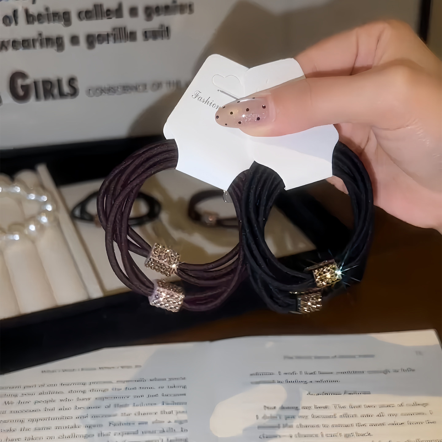 三股满钻发圈气质高级感头绳