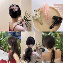 早春玫瑰花朵鸭嘴夹发夹女2025新款森系后脑勺盘发抓夹发卡头饰女