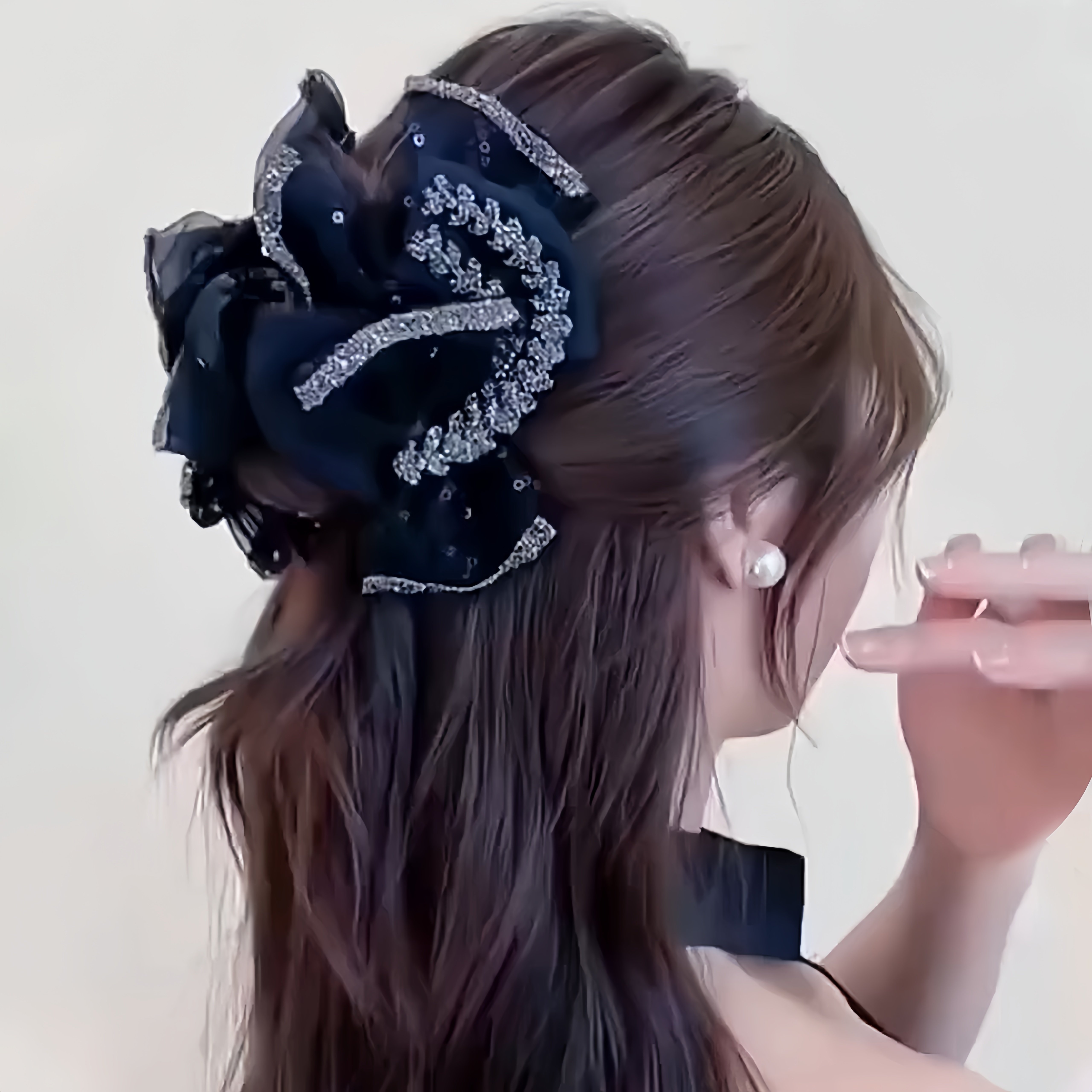 半扎发高级感蝴蝶结抓夹发卡头饰