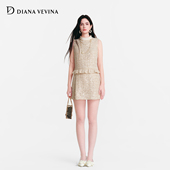 DIANAVEVINA2026春季 背心连衣短裙 粗花呢女A字修身 新款 小香风无袖