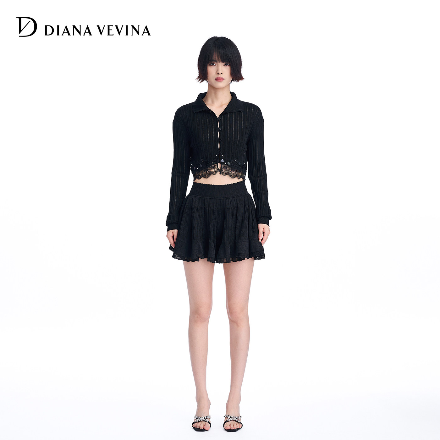 DIANAVEVINA夏季新款时尚套装女蕾丝花边开衫透气针织裙裤薄,女装/女士精品,时尚套装,淘宝优惠券,粉丝福利购,淘宝优惠卷