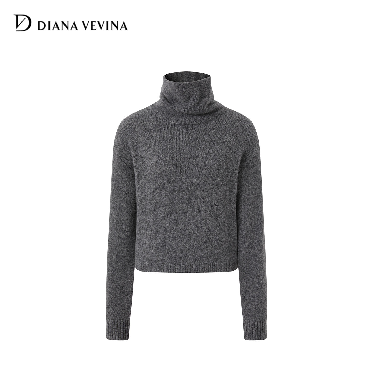 DIANAVEVINA秋冬新品高领羊绒针织衫女短款简约毛衣宽松显瘦