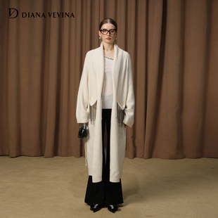 浴袍链条开衫 法式 宽松针织绵羊毛外套女 2025秋冬新款 DIANAVEVINA