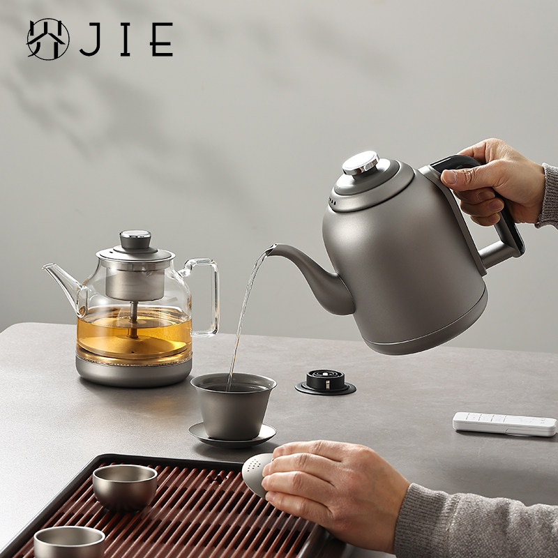 纯钛岩板两孔上水烧水壶泡茶专用乌金石茶盘茶台茶桌暗装内嵌入式