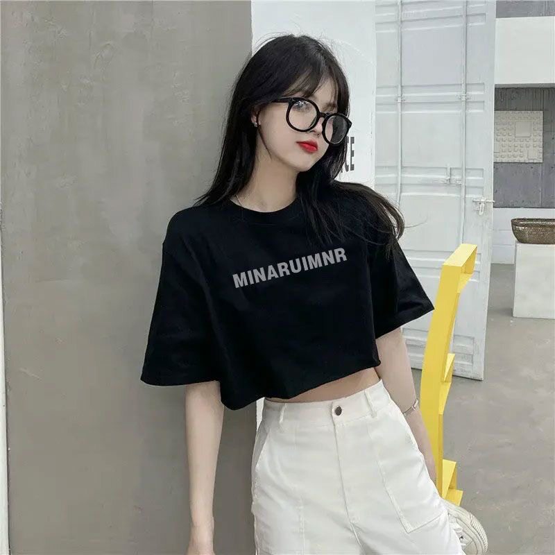 纯棉短款宽松黑色设计感小众短袖t恤女2026夏季小个子穿搭ins上衣 - 实物图