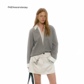 FAE 缝隙生声 撞色mini格西装 衬衫 女假两件V领格子上衣春