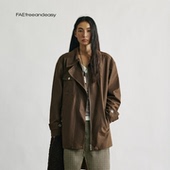 FAE 无一物 复古工装 毛领羽绒服冬季 加绒巴恩风棕色风衣外套