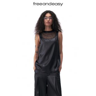 透视网眼A摆上衣美式 难得雅致 高街小众设计感背心 FAE