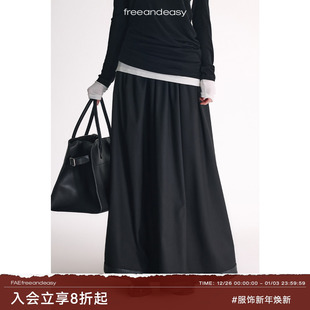 黑色270°及地半裙高克重大摆廓形伞裙 两幅面孔 FAE