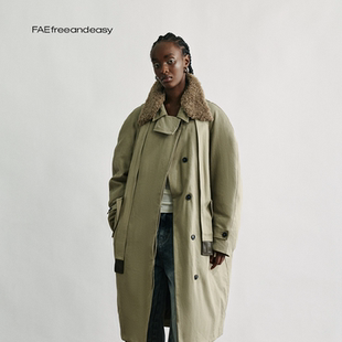 羽绒服冬季 茧型落肩毛领工装 无一物 巴恩风加绒大衣 FAE