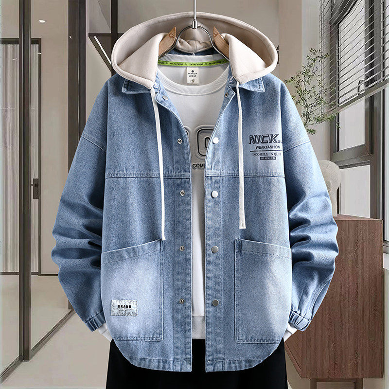 春季重磅新款2026青少年可脱卸帽牛仔外套趣味印花百搭有型外搭,男装,牛仔外套,淘宝优惠券,粉丝福利购,淘宝优惠卷