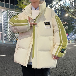 2025冬季新款立领羽绒服男休闲风绿色加厚保暖帅气潮流外套