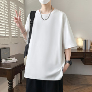 百搭宽松有型男生套头短袖 夏季 青少年极简小标白T恤韩系宽松时尚