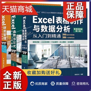 3册Excel财务管理 正版 表格制作函数公式 Excel表格制作与数据分析从入门到精通excel教程数据处理分析 零基础自 Excel函数与公式