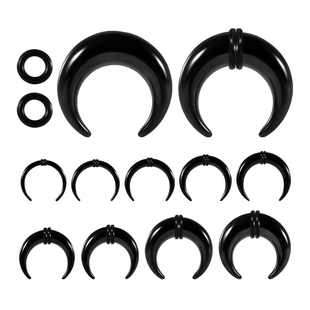 食人花欧美风格黑色不锈钢牛角耳廓耳扩鼻中隔鼻环扩大器穿刺饰品