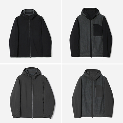 *目羡户外机能双面穿日本料防水休闲连帽保暖棉服外套男 MWT08003