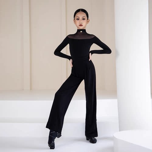 春季拉丁服女童高领上衣束腿长裤