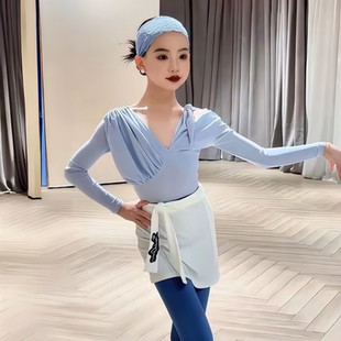 SQ同款拉丁舞服女童秋季新款长袖褶皱连体上衣百搭瑜伽运动裤套装