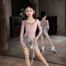 表演演出服 女童拉丁舞服练习服刺绣小花银色臀巾套装 2026春季 新款