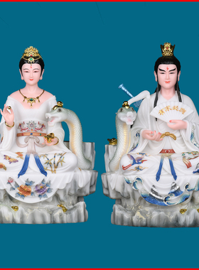 白衣常天龙常娘娘太爷太奶真身蟒蛇柳神像重体不染彩绘马家摆件新