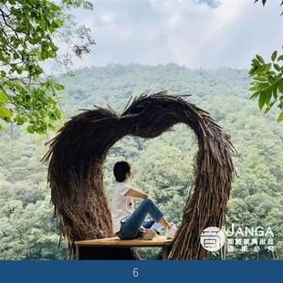 户外心形网红鸟巢秋千景区婚纱拍摄道具创意悬挂圆床户外民宿鸟巢