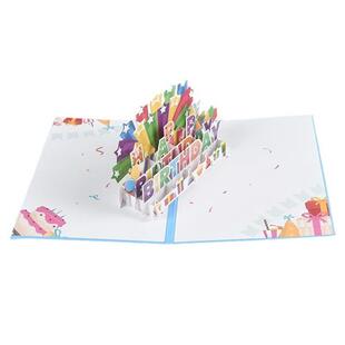 欧美D立体纸卡LED灯带音乐生日贺卡厂家创意彩印立体圣诞贺卡