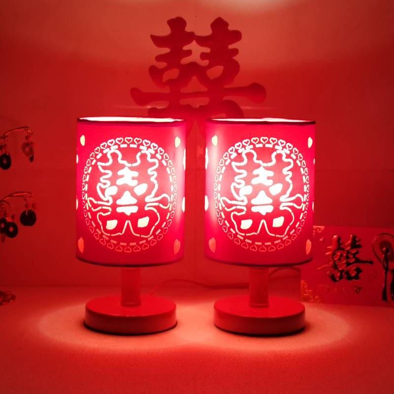 婚庆台灯结婚卧室婚房床头灯新娘新婚礼物红色陪嫁灯一对长明灯具