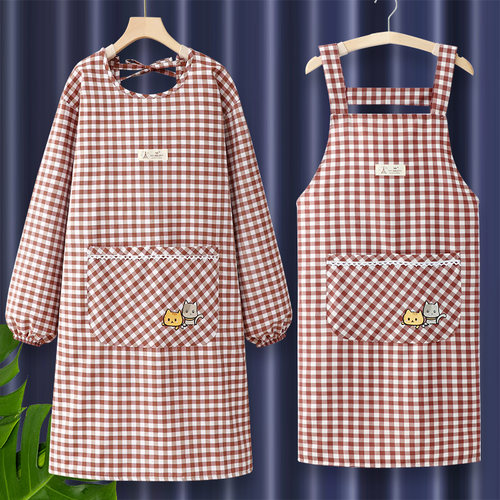 韩版长袖网红围裙纯棉防水