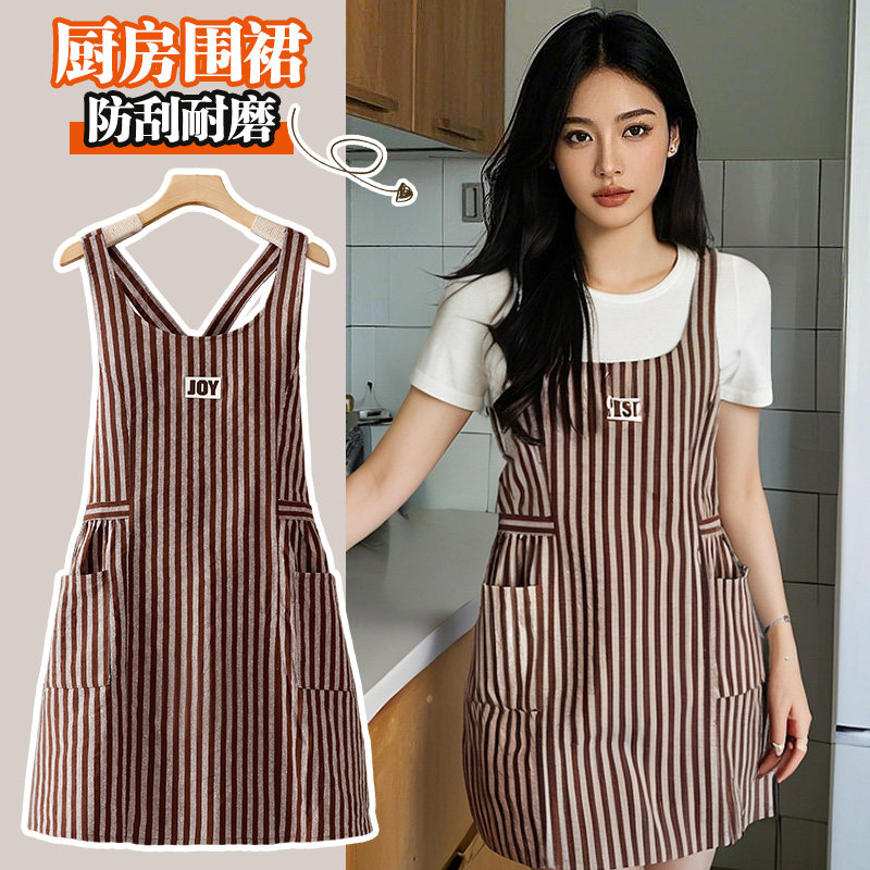 纯棉家用厨房围裙工作服女