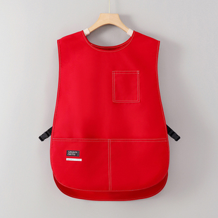 2025新款马甲式围裙冬季棉布男工作服女坎肩定制logo印字专用韩版