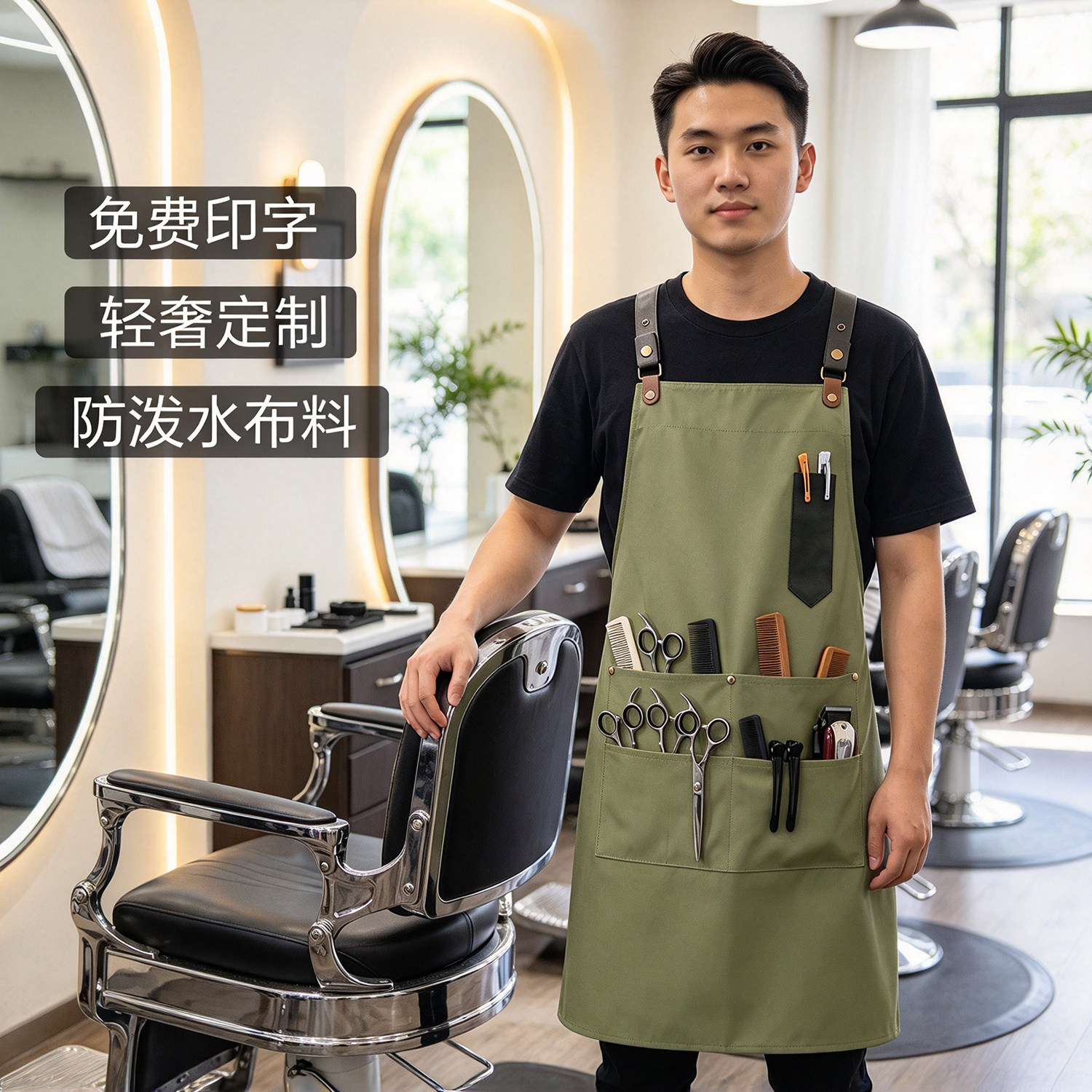 帆布防油厨房围裙定制印字