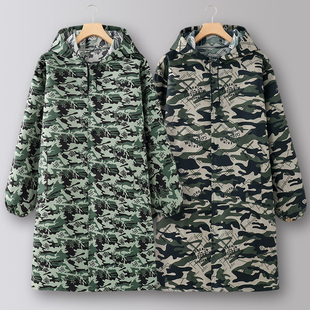男罩衣大褂迷彩劳保服女士长袖围裙仓管搬运工带帽工作服定制印字