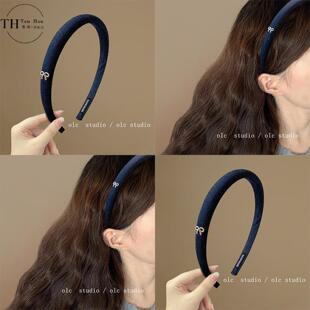 美到语塞~蝴蝶结牛仔发箍百搭甜酷发圈发网2024新款小众高级头箍