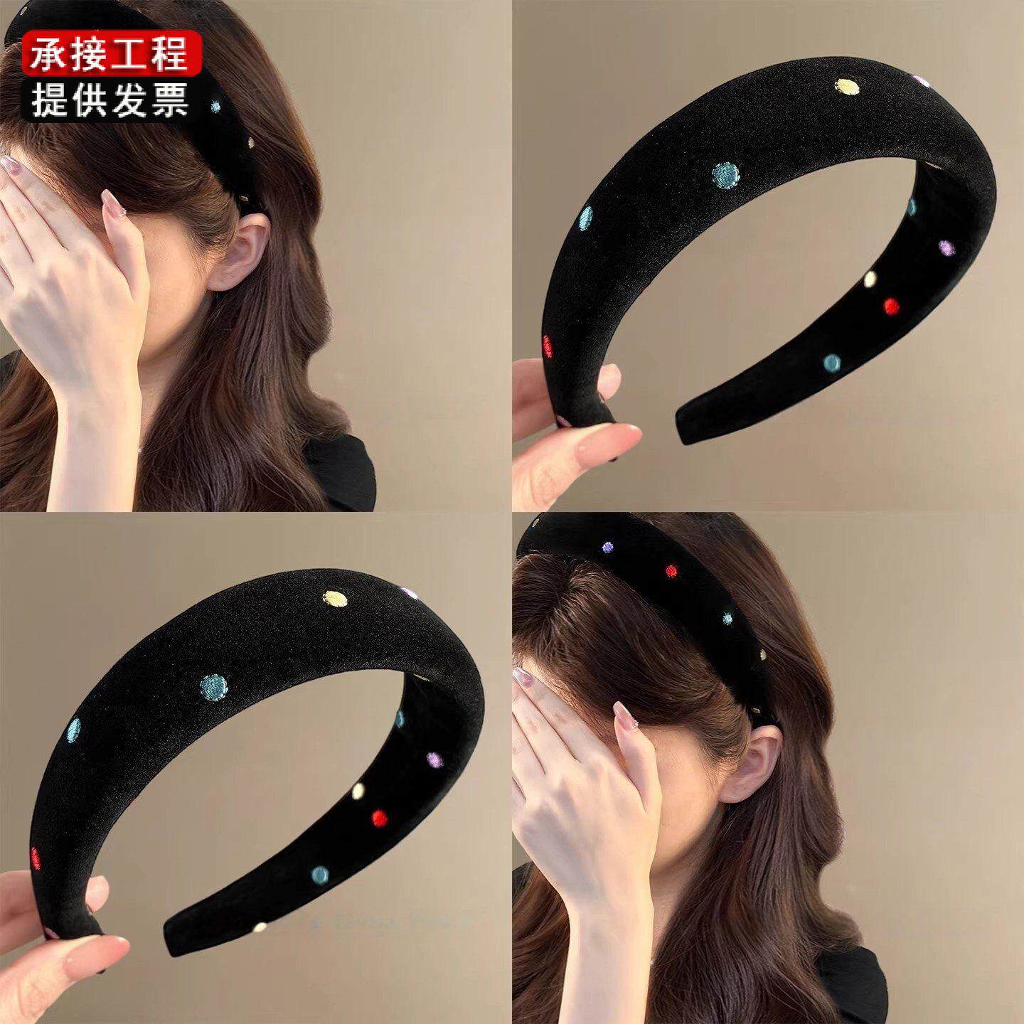 黑糖波波彩虹波点丝绒发箍