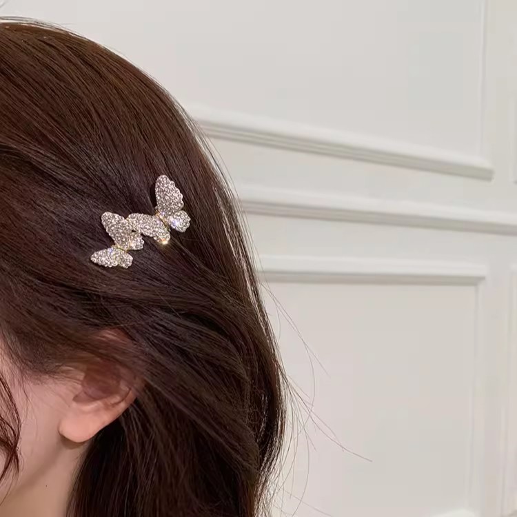 精致满钻蝴蝶发夹边夹气质甜美