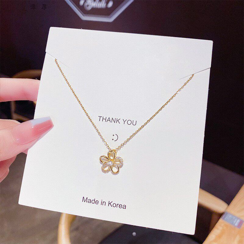 韩版简约花朵项链高级感时尚18k