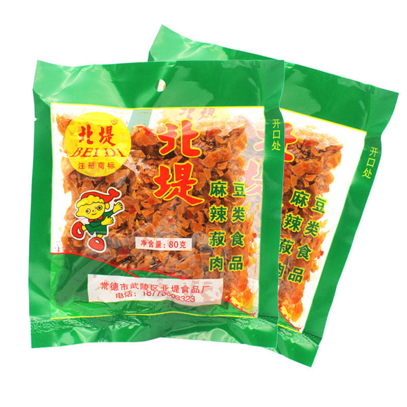 麻辣肉80g*5袋 湖南常德特产北提麻辣菽肉豆腐皮丝零食豆干