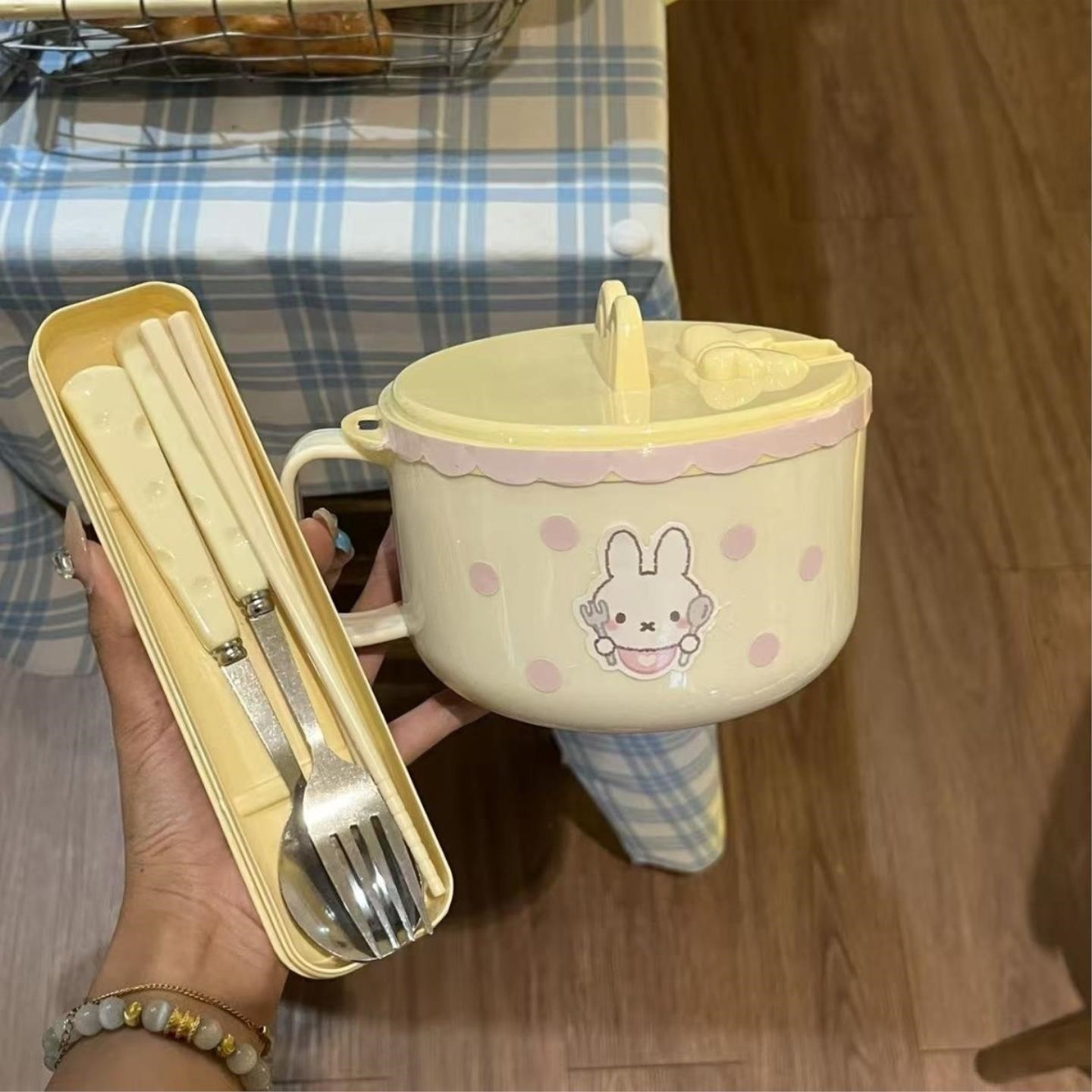 304不锈钢带盖沥水泡面碗图片