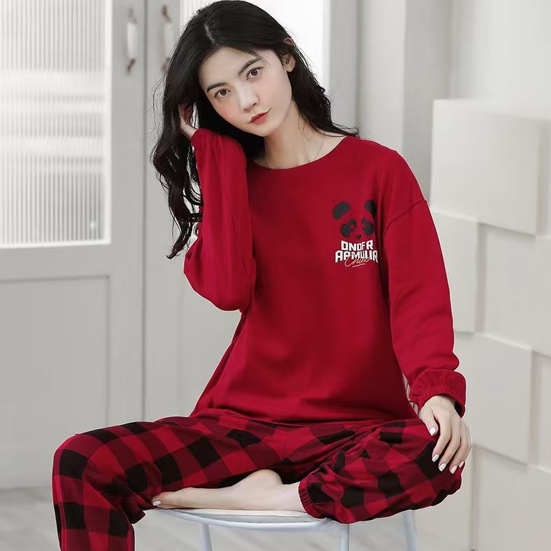 2026春秋新款睡衣女防静电长袖休闲家居服秋冬结婚本命年红色套装