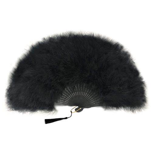 2024新款全黑孔雀羽毛扇子古风古典折扇旗袍走秀gatsby主题派对舞