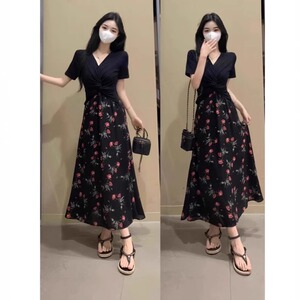 巨好看的连衣裙子女夏2025新款今年流行爆款超好看大码微胖两件套