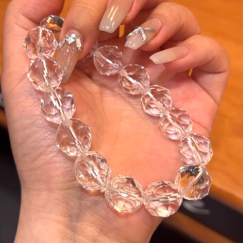 白水晶钻石切割工艺手串超闪