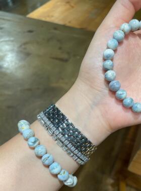 【Baby blue eyes】蓝色奶盖 天然澳宝手串 矿物手链男女