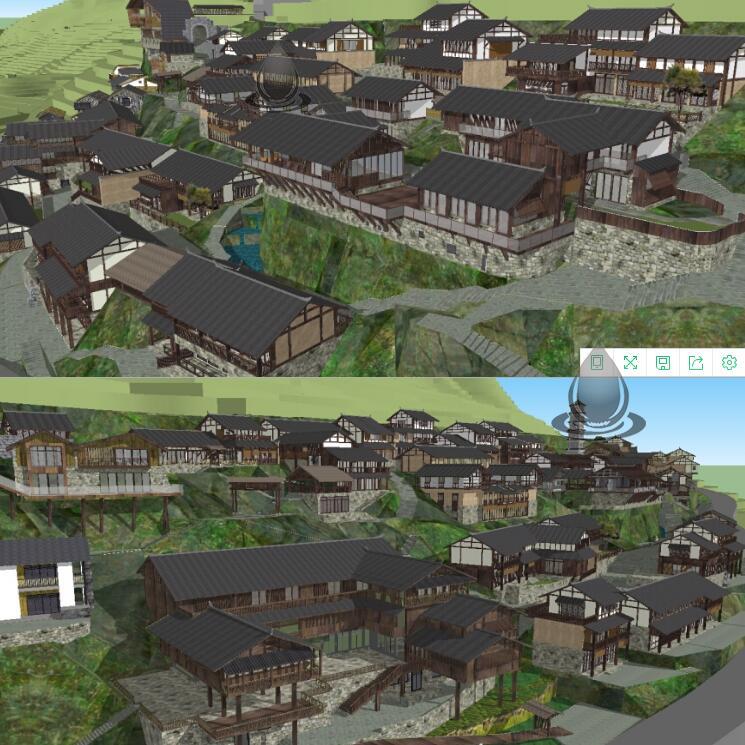 SU模型川西川东山地村落村庄乡村山村民居改造民宿度假村sketchup