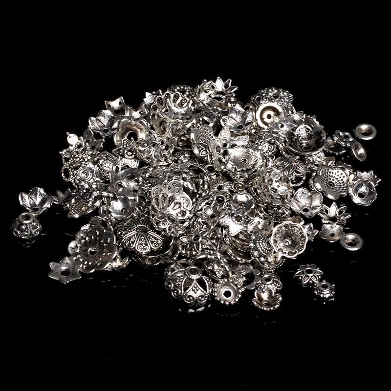 速发藏银配件包50克混装吊坠花托隔珠孔鱼等手工饰品手链配件编织